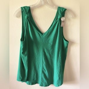 LOFT Outlet Green Tank top, Knotted detail, Size Large